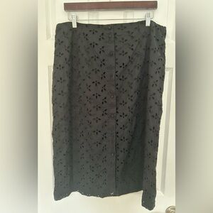 J. Crew Black Eyelet A-Line Skirt - NWT